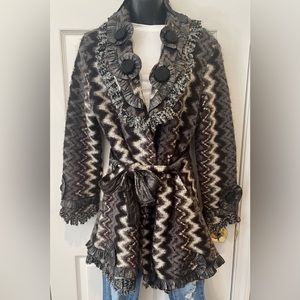 Fantasia Black/Grey Wool Blend Jacket Size M